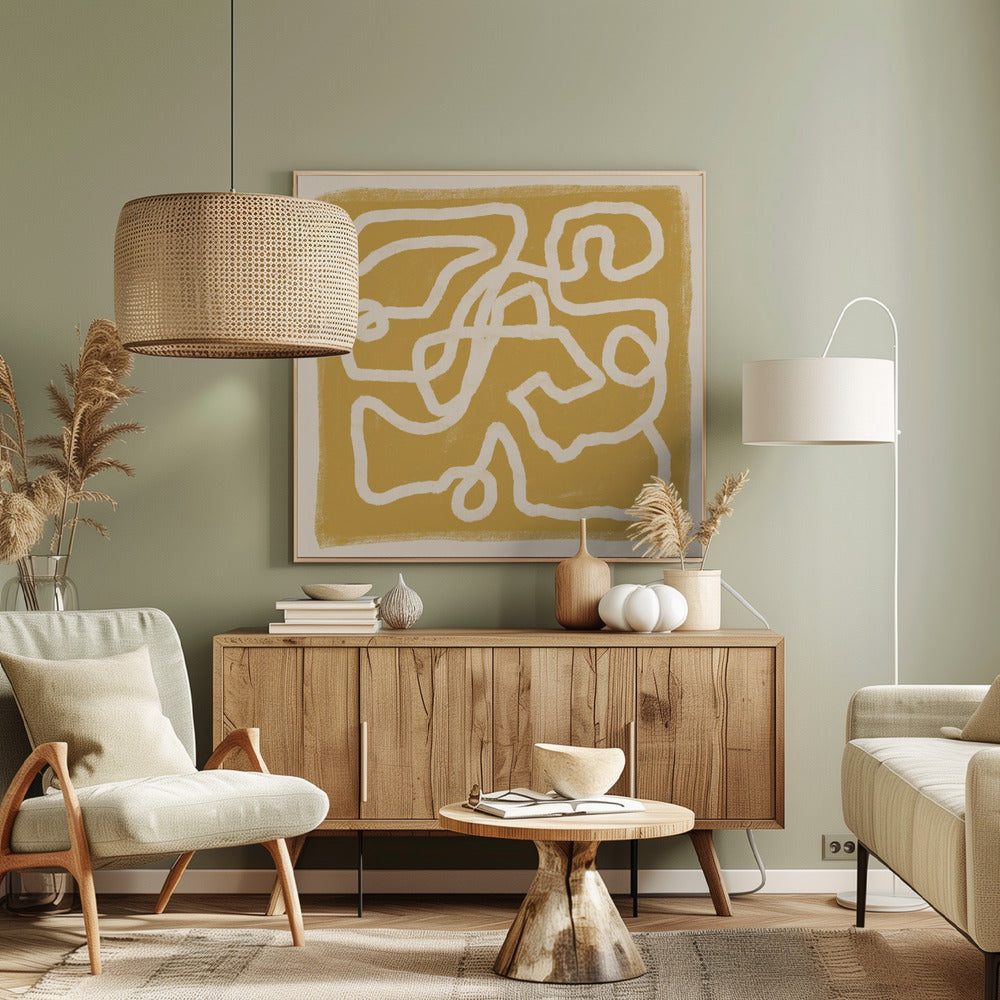 Abstrakte Linien Gold | Leinwand