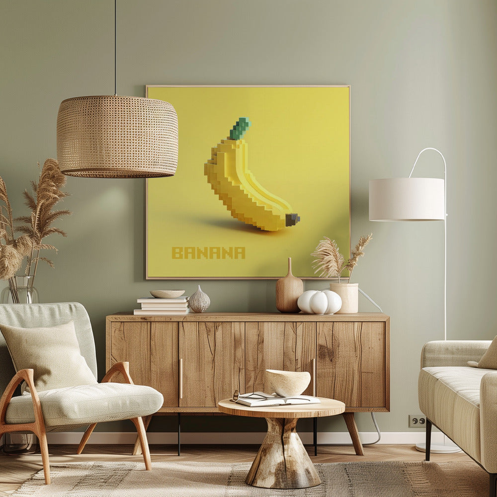 Pixelige stilisierte Banane | Leinwand