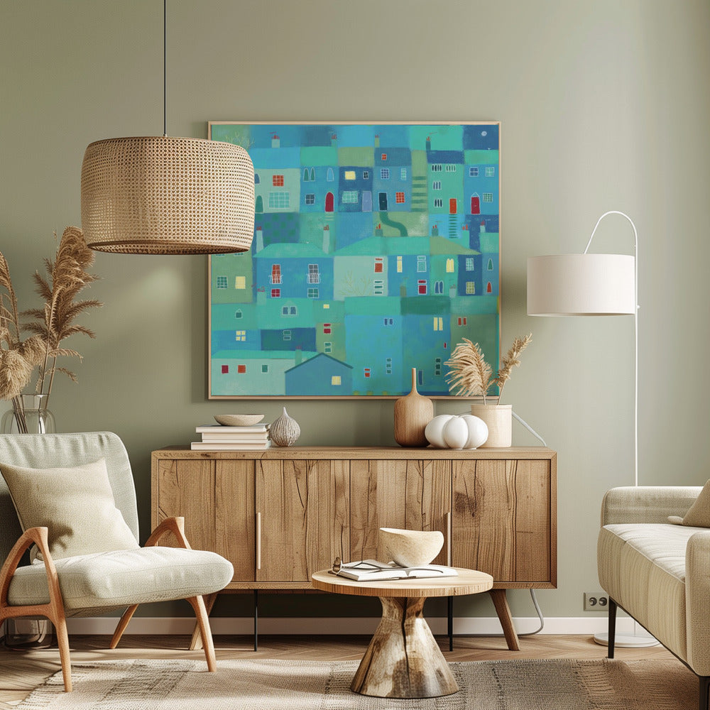 Blue Town From The Steps | Canvas