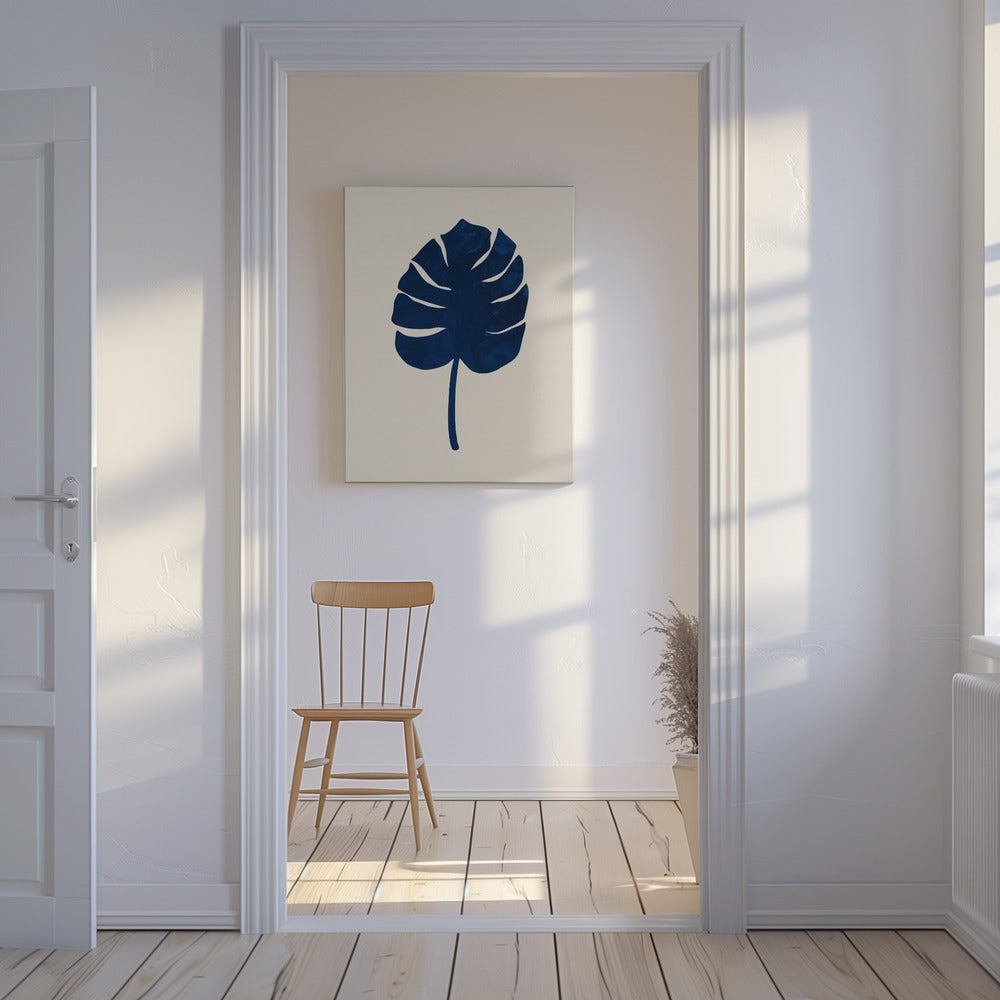 Monstera Marmor Blau | Leinwand