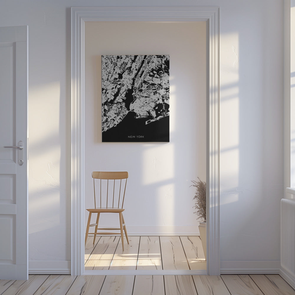Karte_New York_002_schwarz | Leinwand