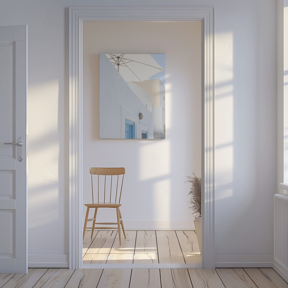 Sonnenschutz und blaue Türen | Leinwand