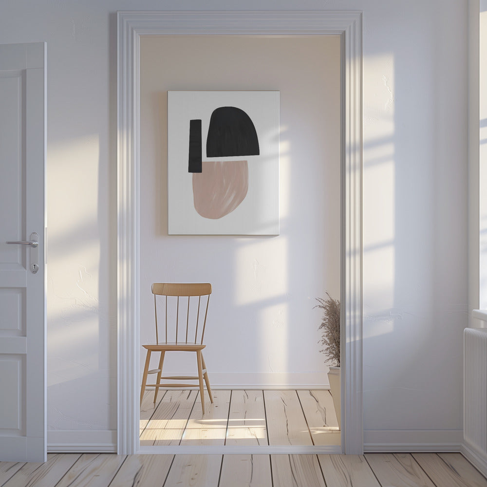 Abstrakte Formen in Schwarz und Beige | Leinwand