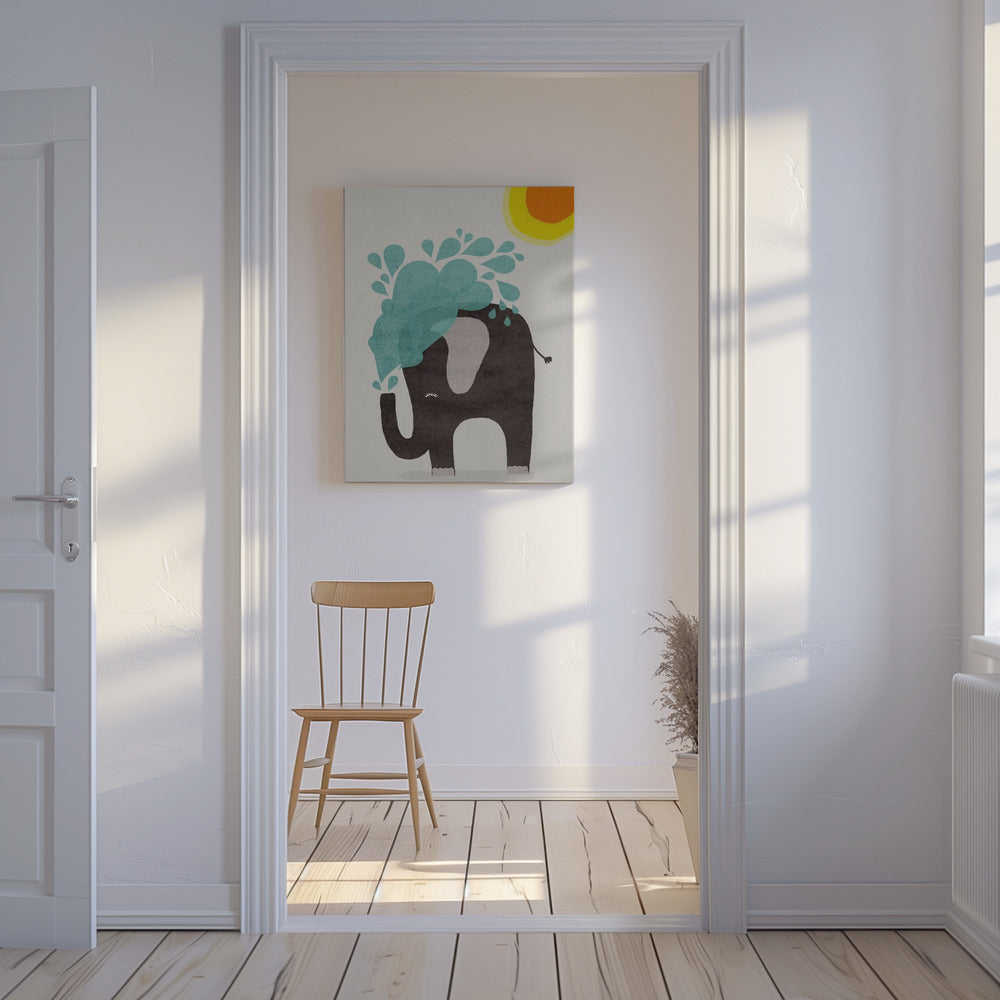 Elephant Splashing | Canvas