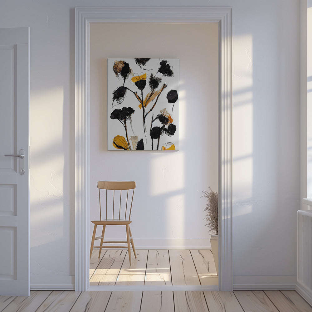 Schwarze Trockenblumen | Leinwand