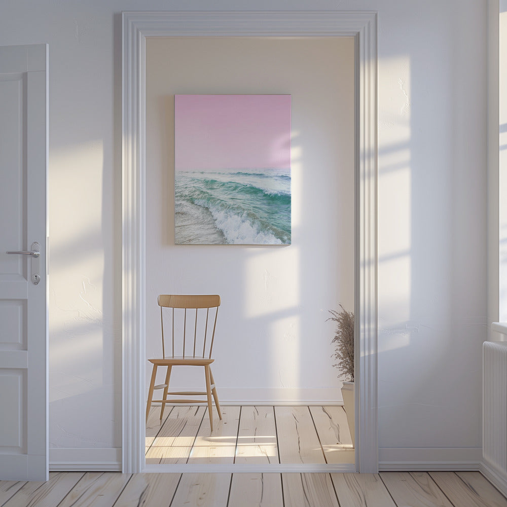 Rosa Himmel Strand | Leinwand