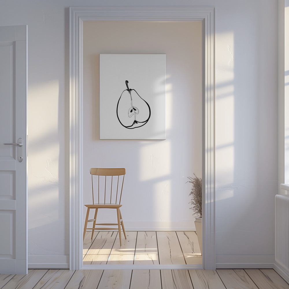 Line Art Halbe Birne | Leinwand