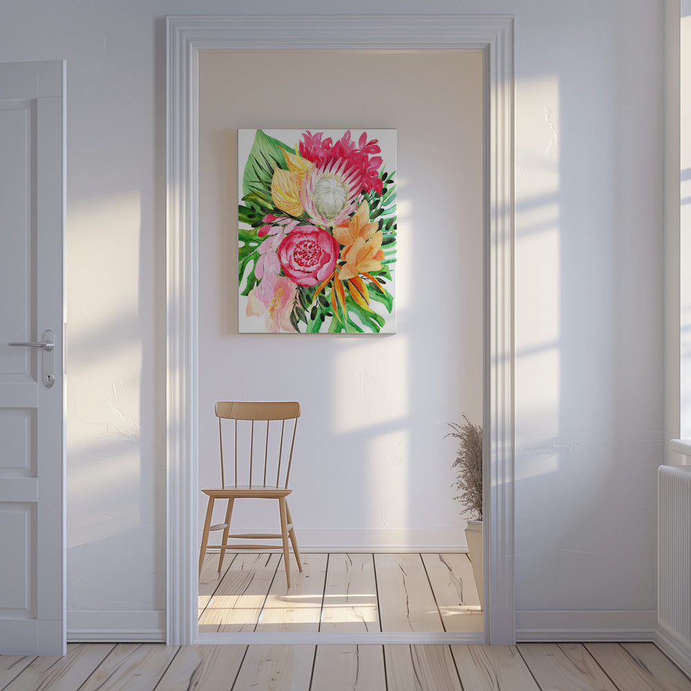 Celia Tropischer Blumenstrauß | Leinwand