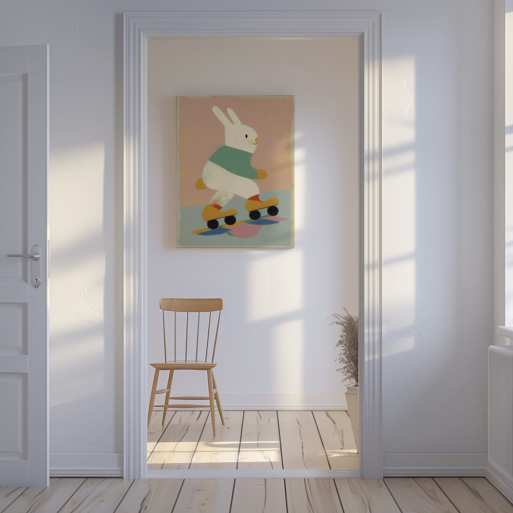 Bunny on Skates | Canvas