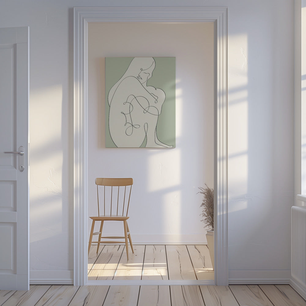 Sitzende Frau Grün | Leinwand