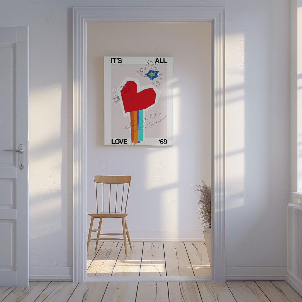 It's All Love '69 Heart Greige | Canvas