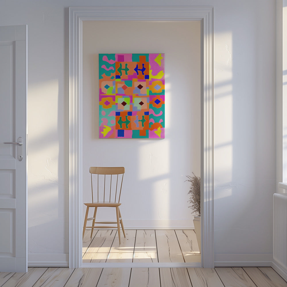Lebhafter geometrischer Wandteppich | Leinwand