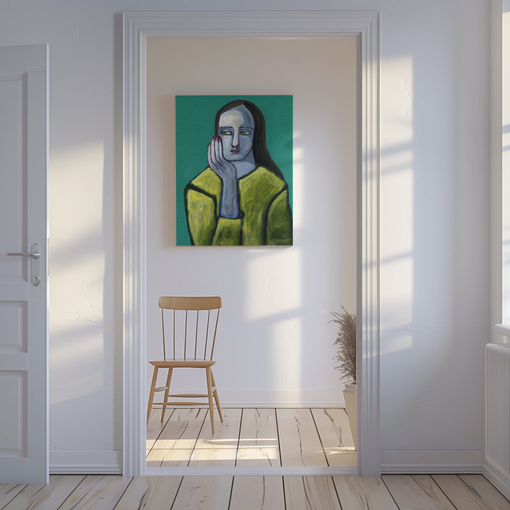 Frau mit großen Händen | Leinwand