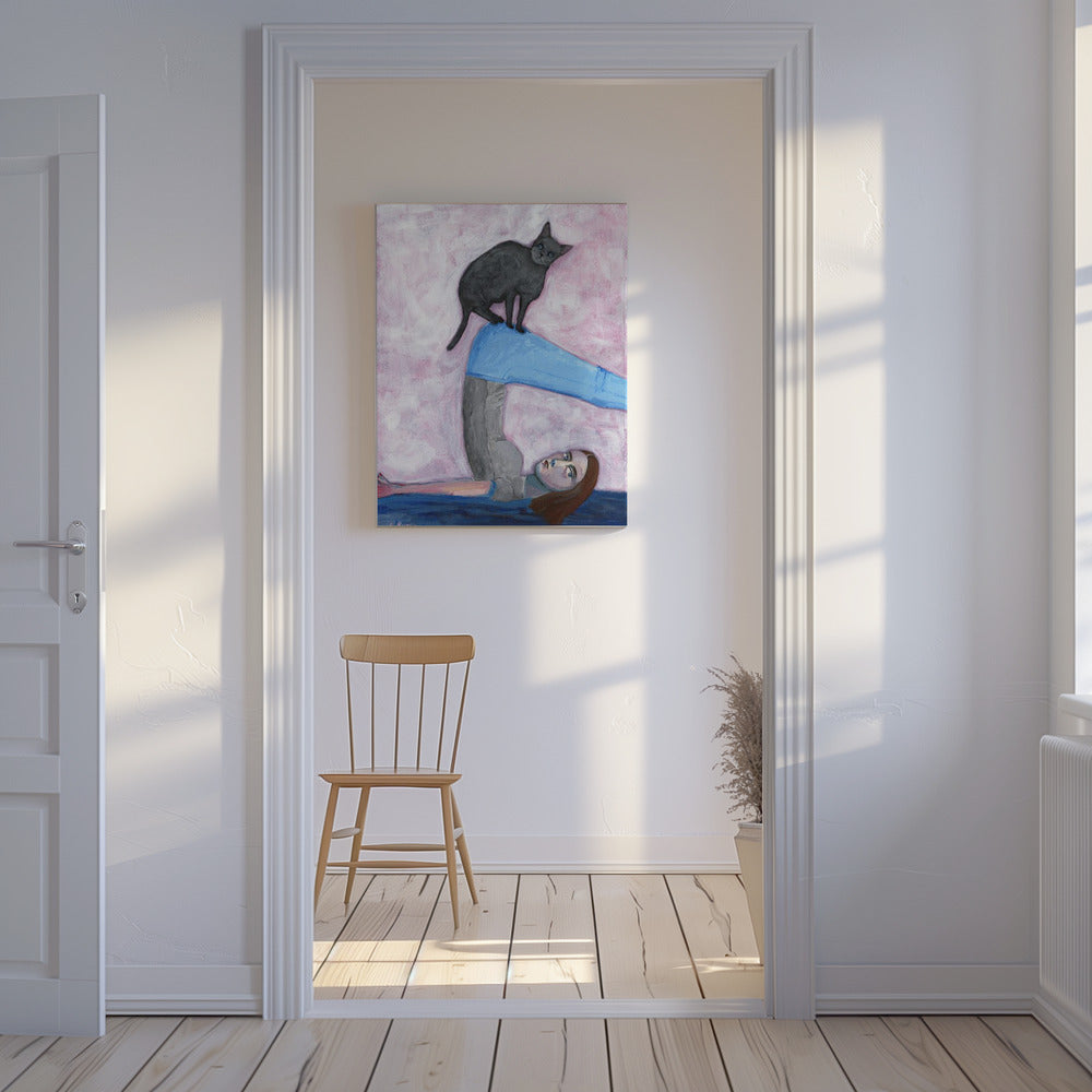 Yoga mit meiner Katze | Leinwand