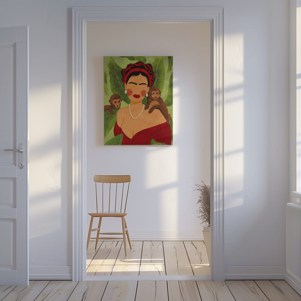 Frida und Affen | Leinwand