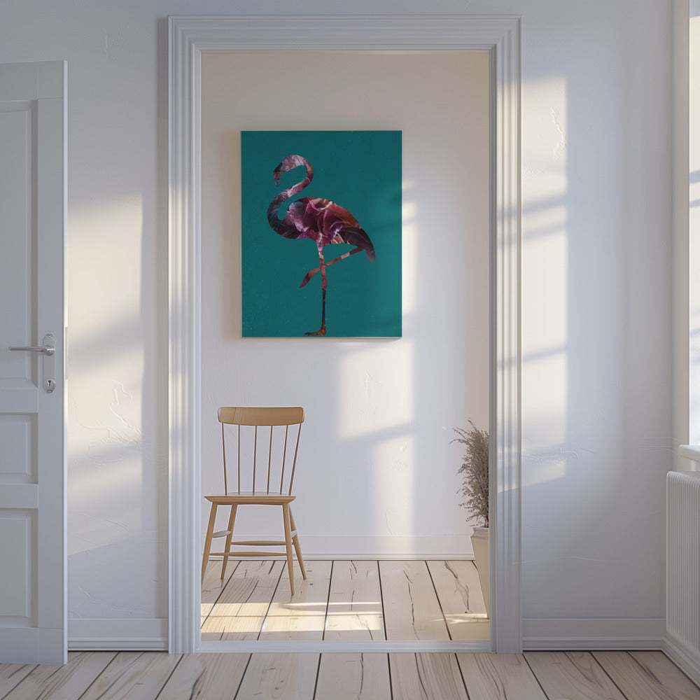 Flamingo Pink und Grün | Leinwand