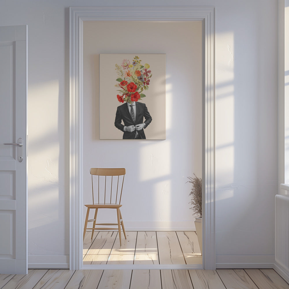 Mann in roten Blumen | Leinwand