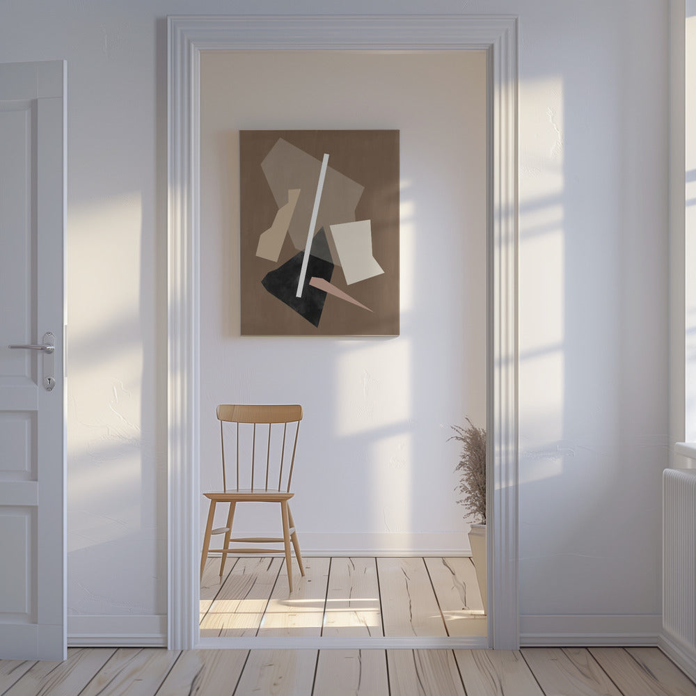 Gemälde mit braunen Papierschnitten | Leinwand