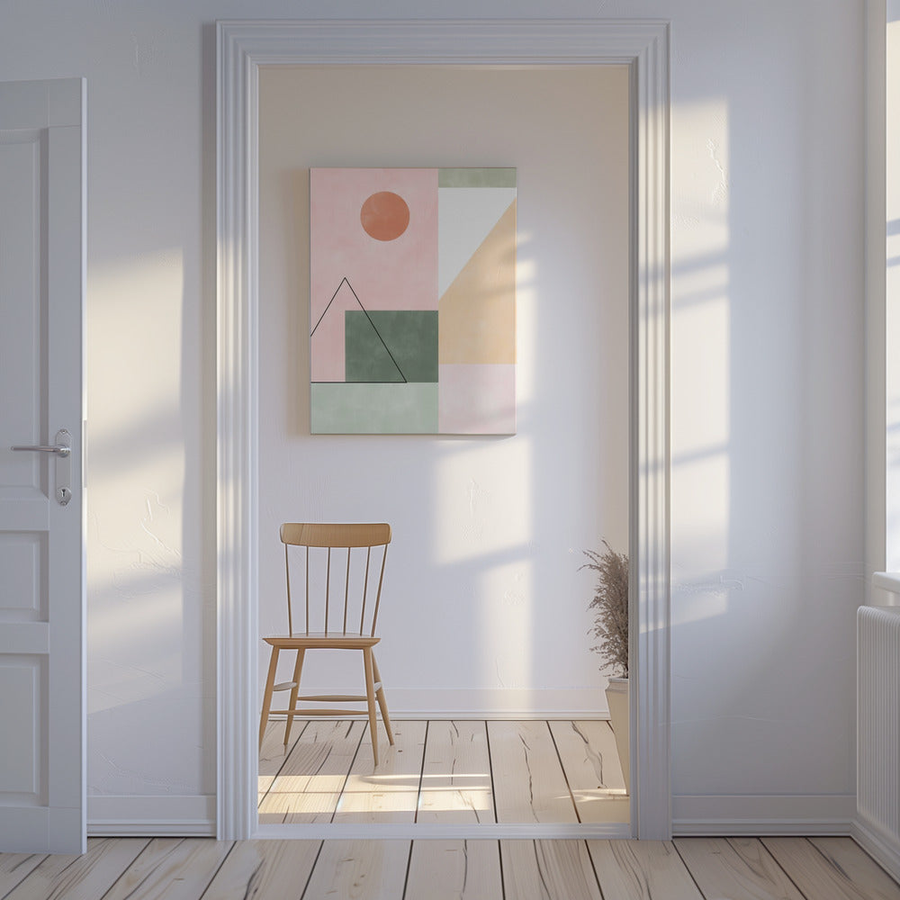 Pastelltöne mit minimalistischen Formen | Leinwand