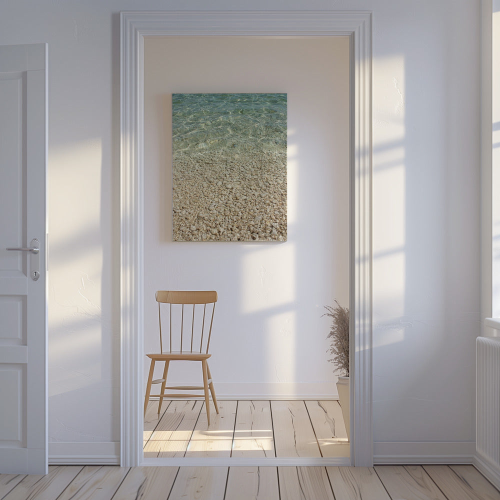 Aqua Ocean und Goldene Kieselsteine | Leinwand