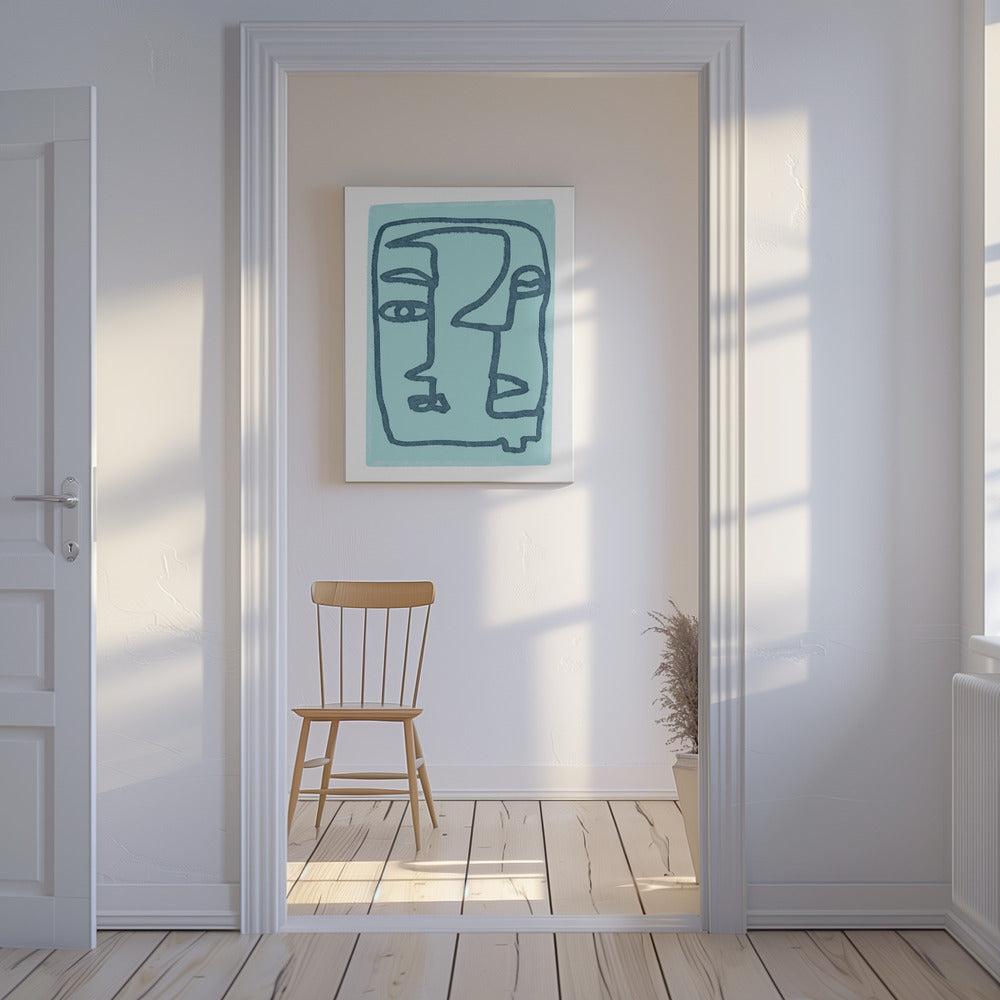 Blaue abstrakte Gesichter | Leinwand