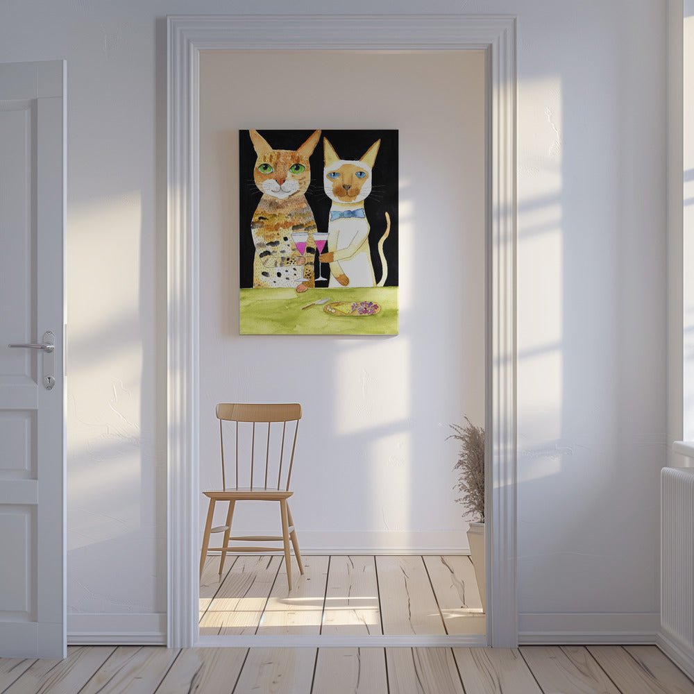 Katzen trinken beste Freunde | Leinwand