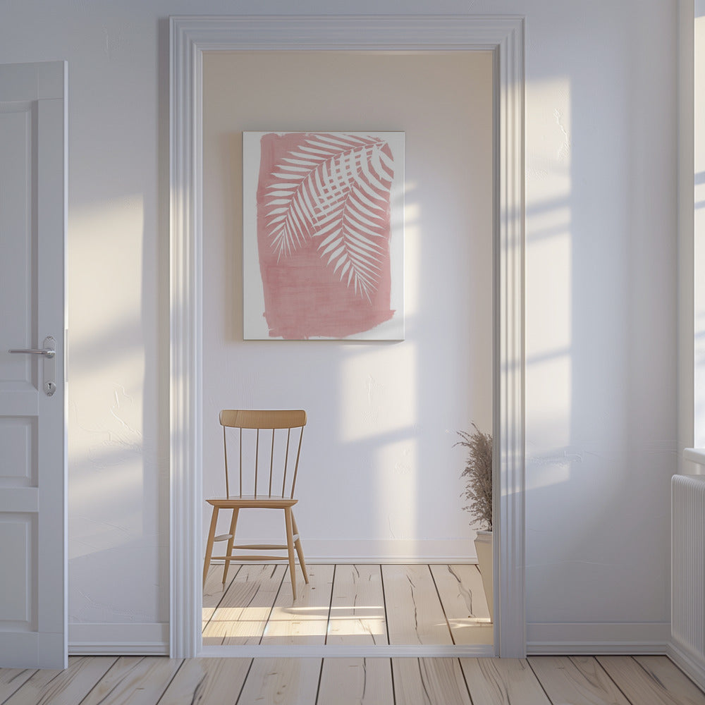 Pink Palm Leaves Foliage Silhouette | Canvas