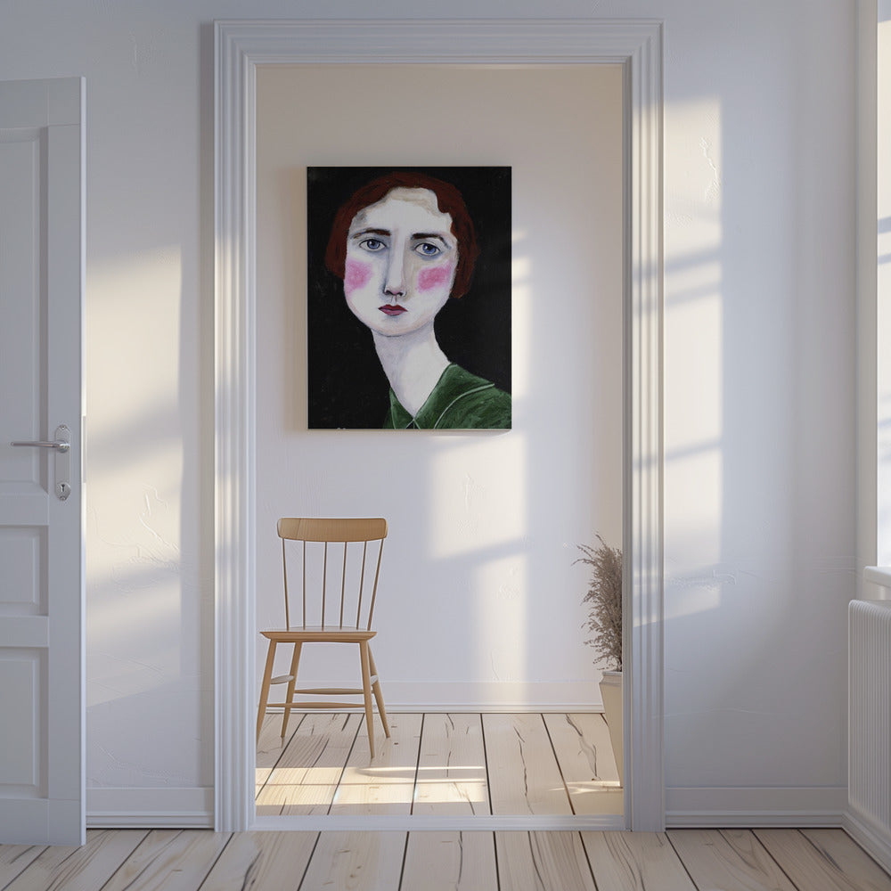 Vintage Frau mit rosa Wangen | Leinwand