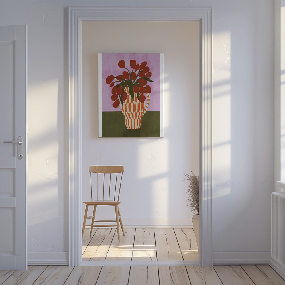 Kräftige Tulpen in Vase | Leinwand