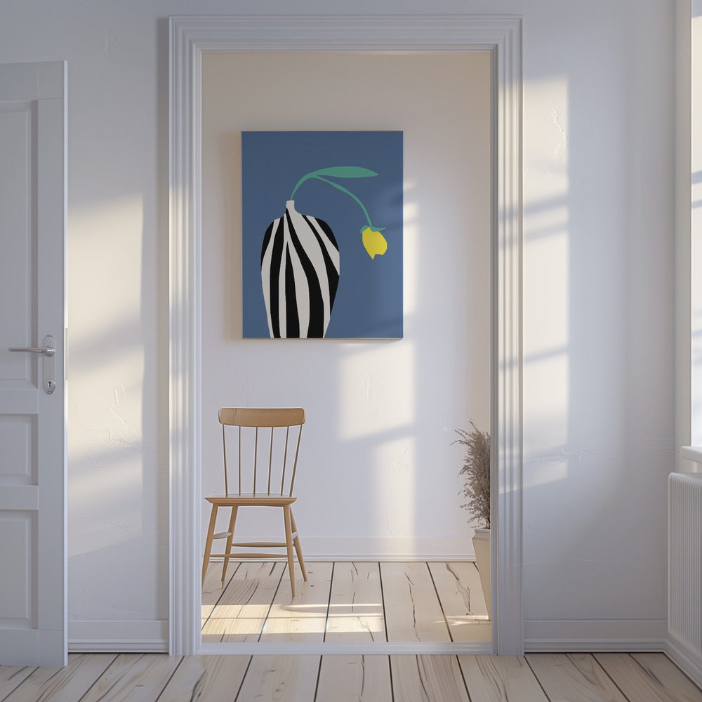 Tulpe in Vase mit Zebrastreifen | Leinwand