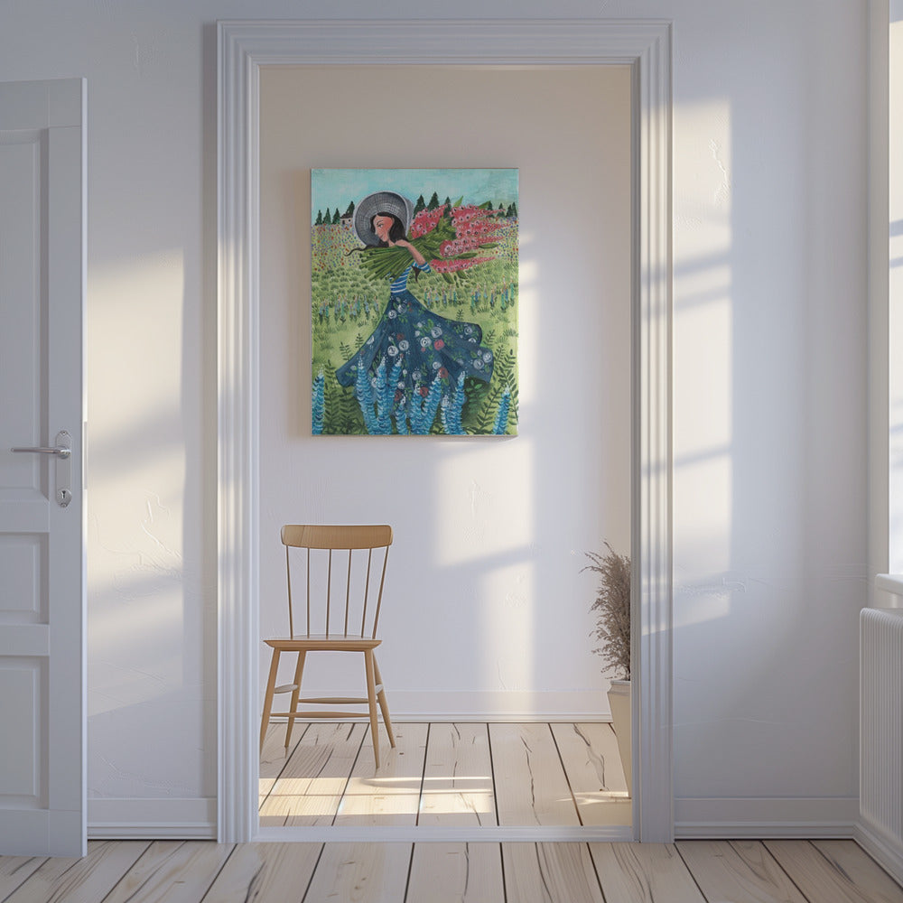 Spaziergang mit Feldblumen | Leinwand