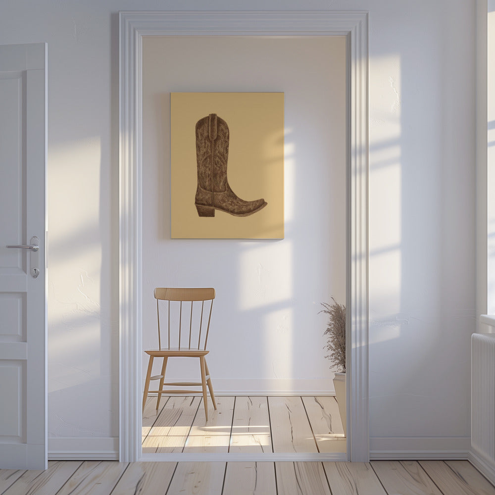 Brauner Cowgirl-Stiefel | Leinwand