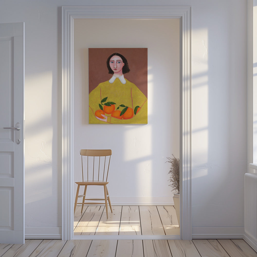 Dame mit Orangen | Leinwand