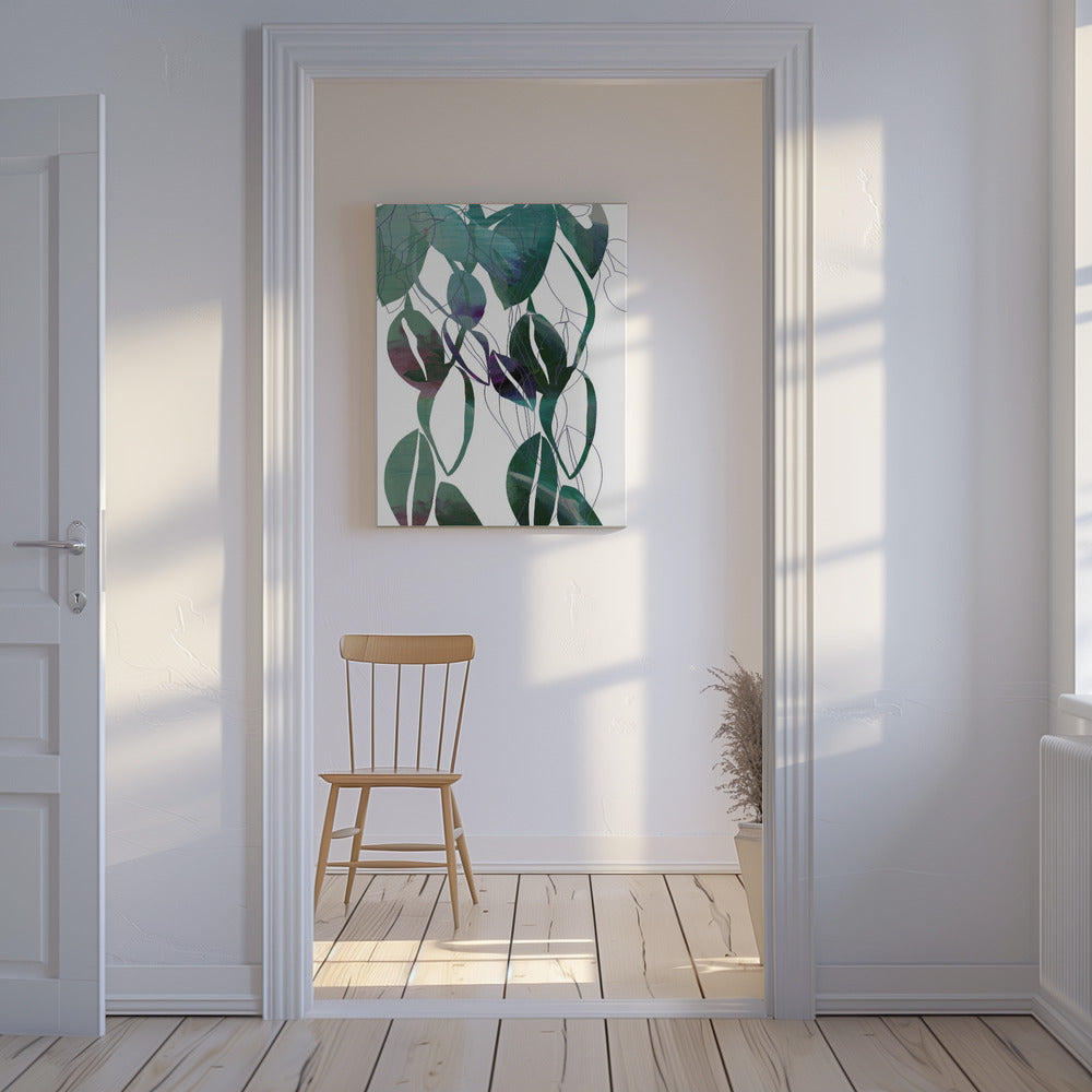 Botanische Blattdruckkunst in Marineblau 4 | Leinwand