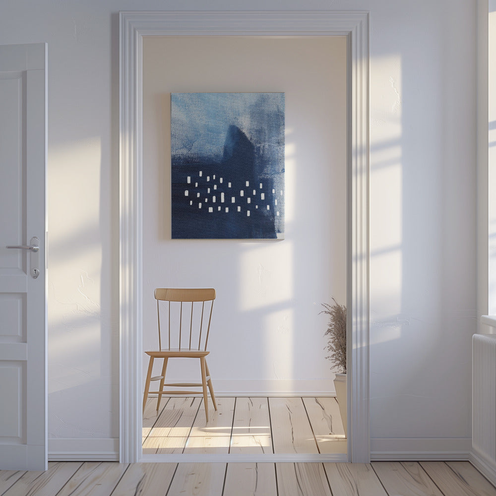Blue Hues And White Rectangular Elements | Canvas
