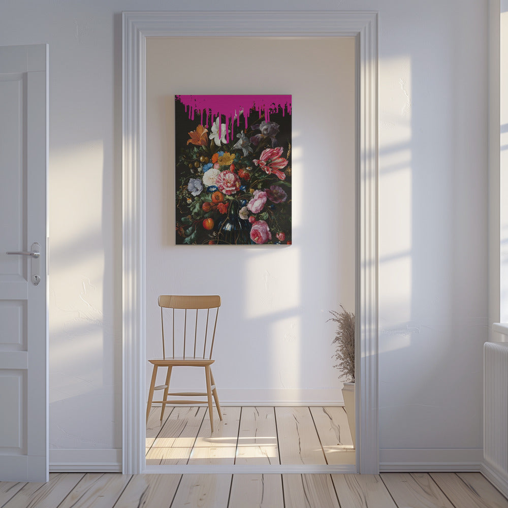 Vintage Botanische, veränderte Pinky Art | Leinwand