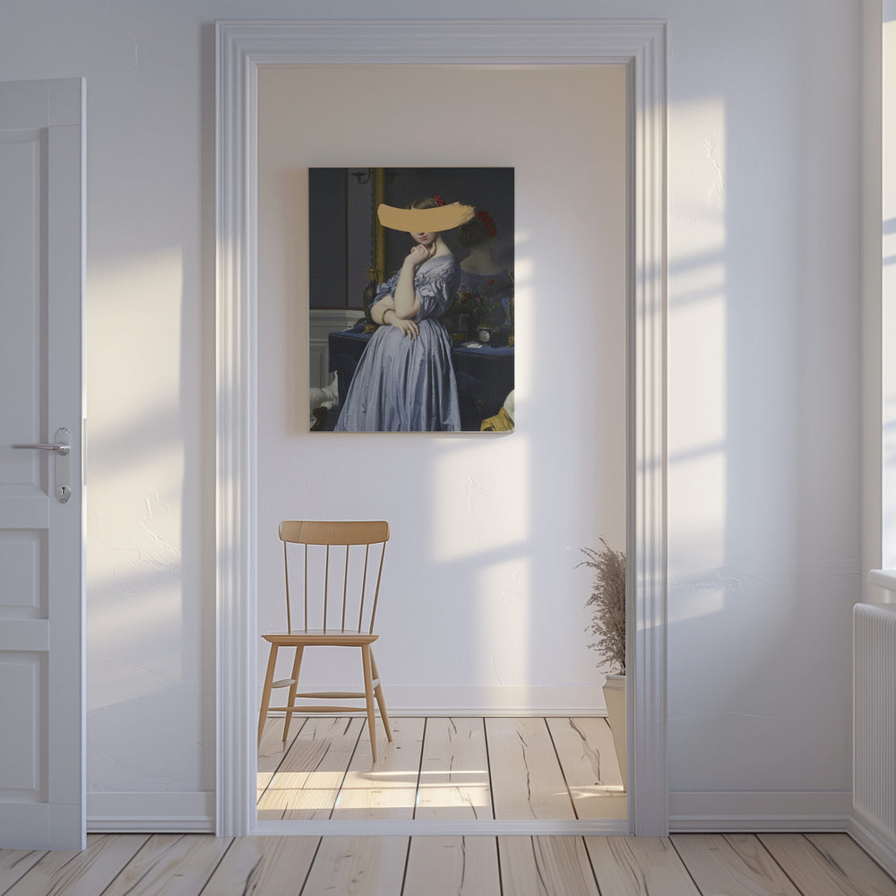 Klassisches Ölgemälde und gelber Spritzer | Leinwand