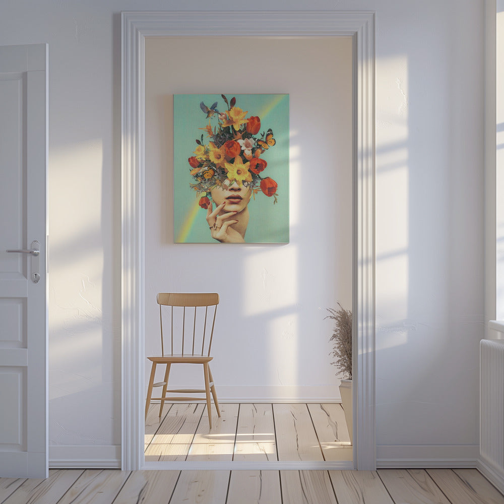 Baby's in bloom - Rainbow, flowers, birds & butterflies | Canvas