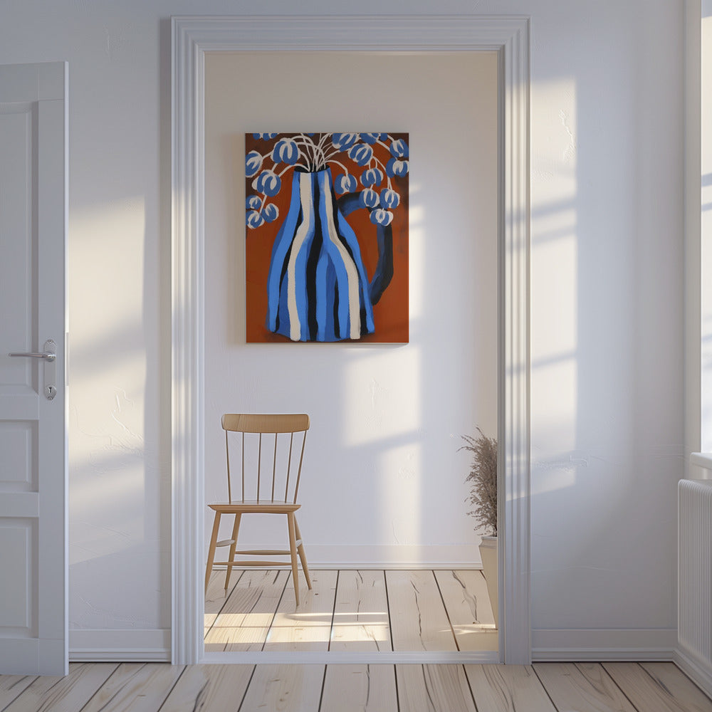Gestreifte Vase Blüten | Leinwand