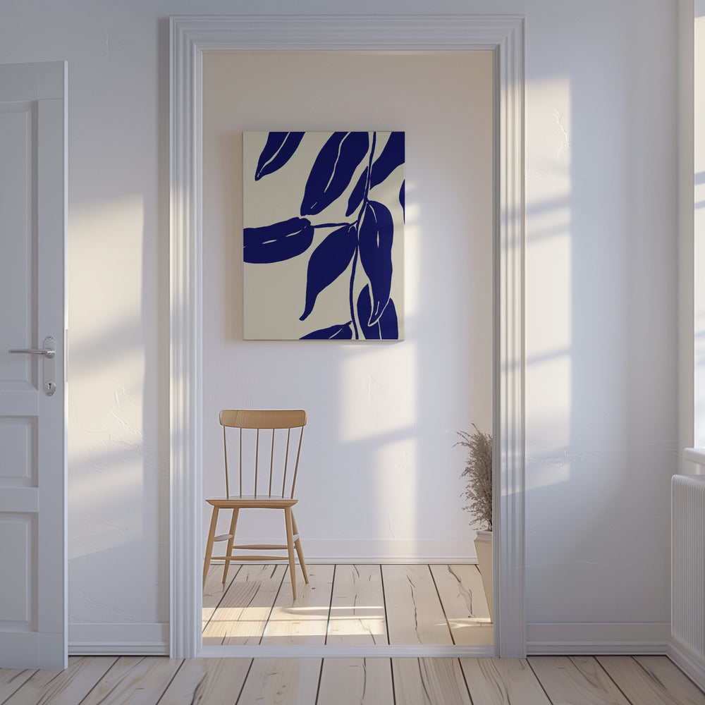 Indigo Blätter Tanz | Leinwand