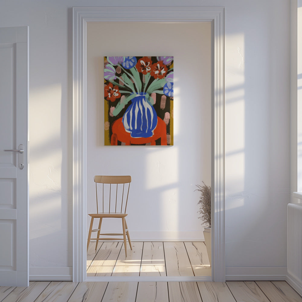 Vase mit fröhlichen Blüten | Leinwand