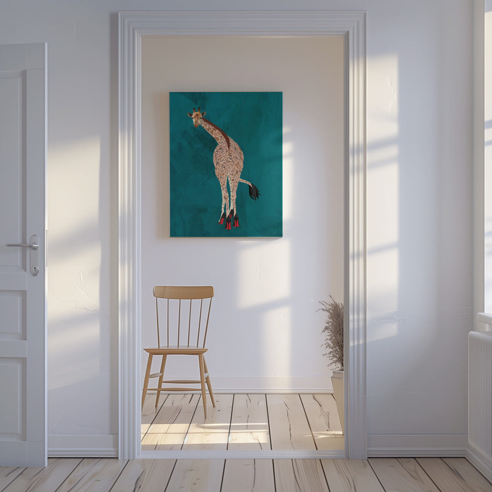 Schrullige Giraffe Grün | Leinwand
