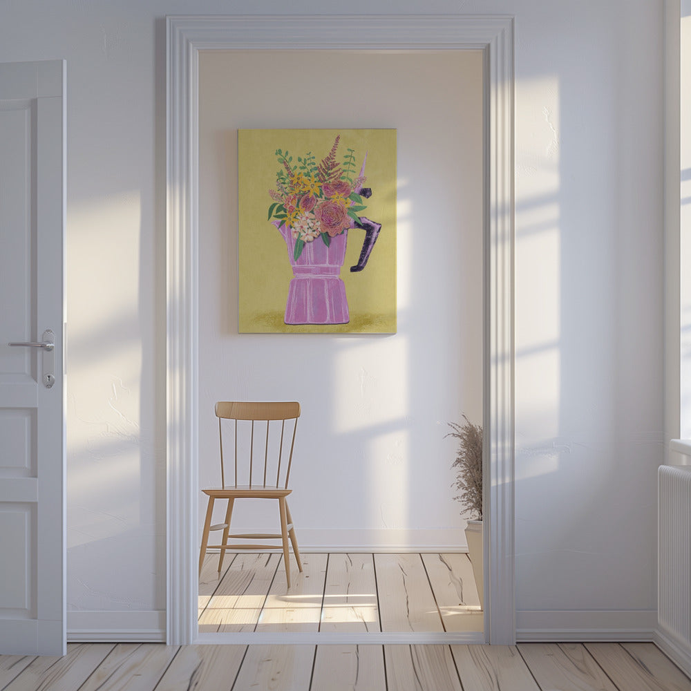 Espresso Maker with Flowers | Canvas