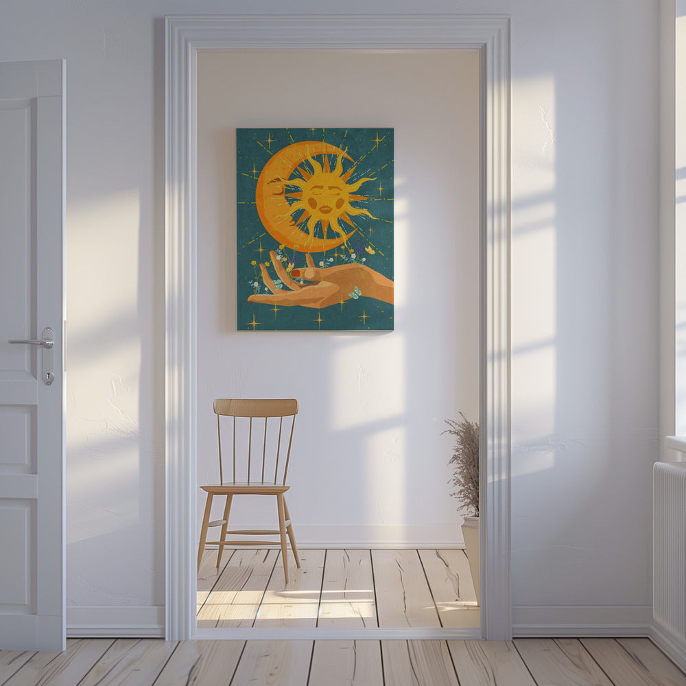 Sun and moon in my hand | Canvas