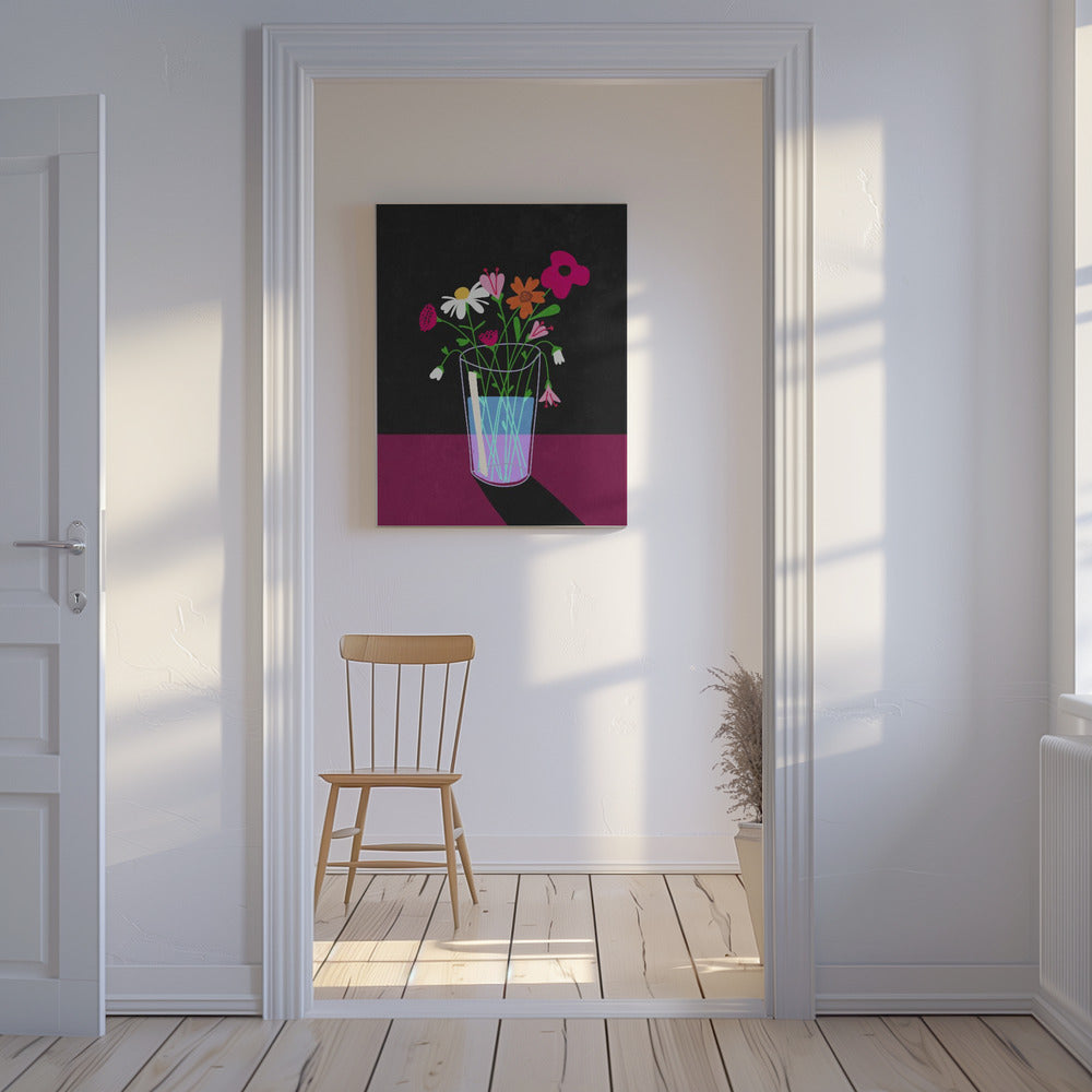 Blumen leuchten im Dunkeln | Leinwand