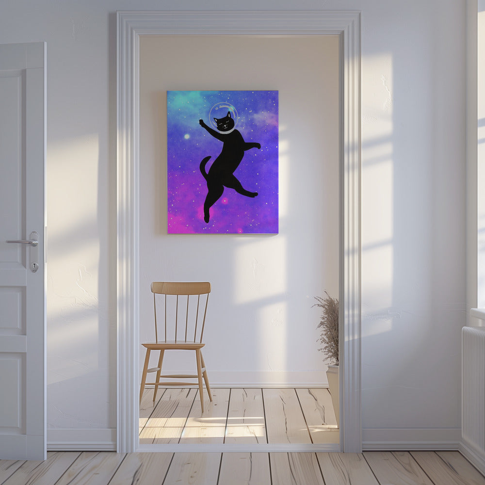 Glückliche Weltraumkatze | Leinwand
