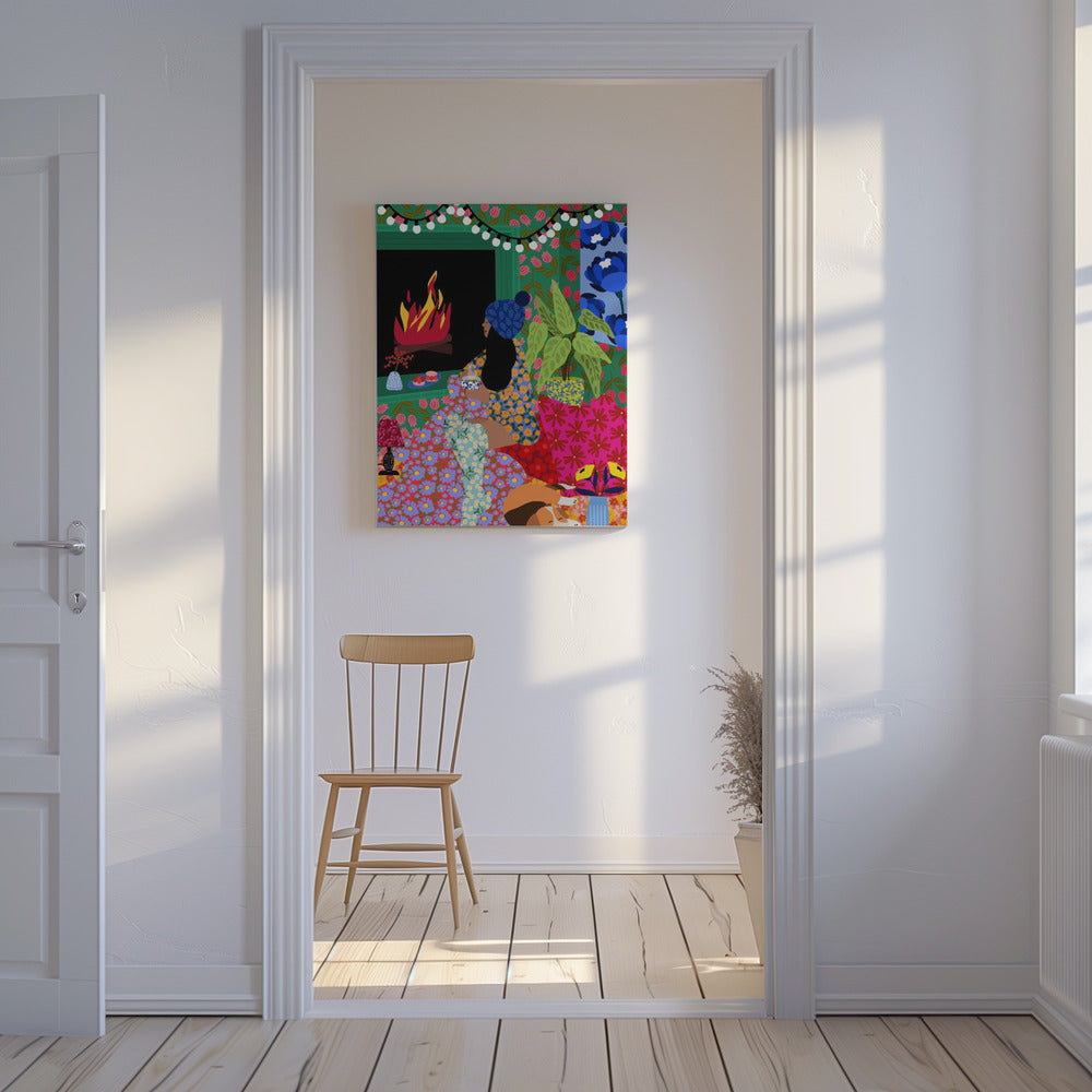 Relaxing In Front of My Fireplace | Canvas
