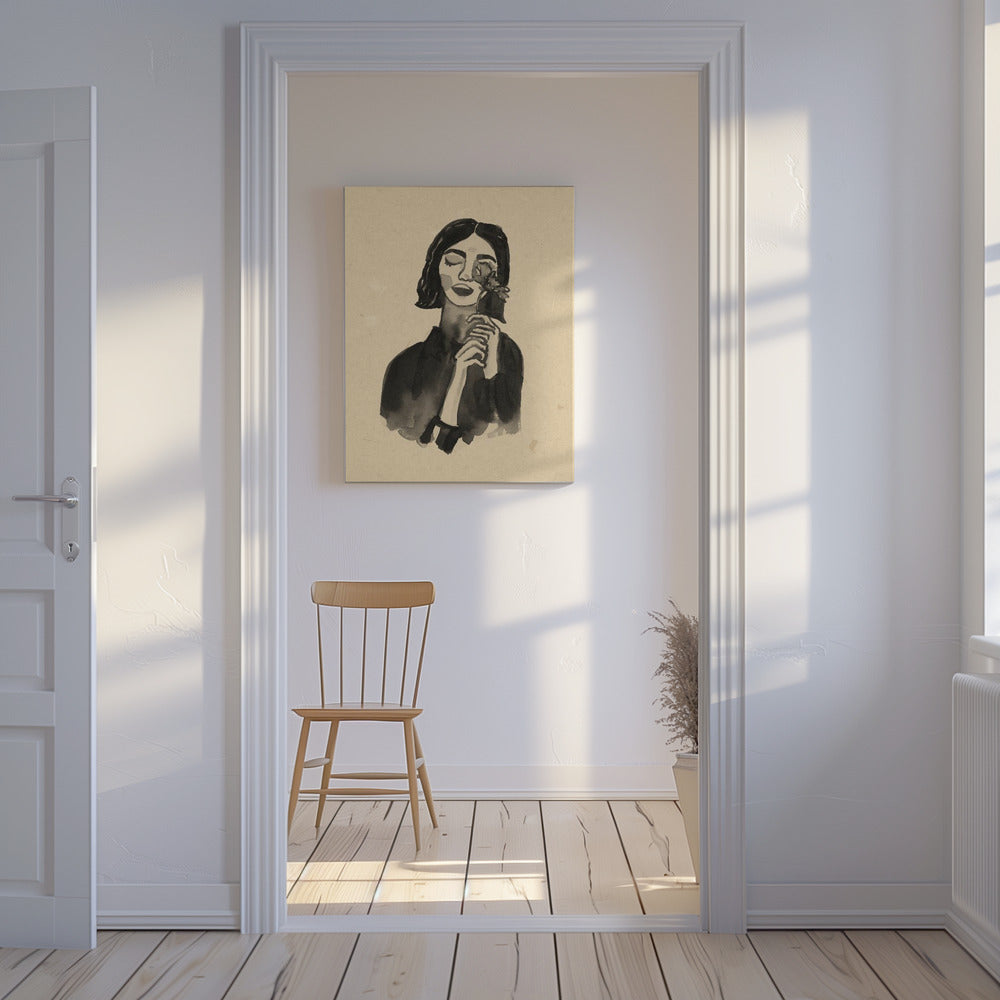 Mädchen mit Blume | Leinwand