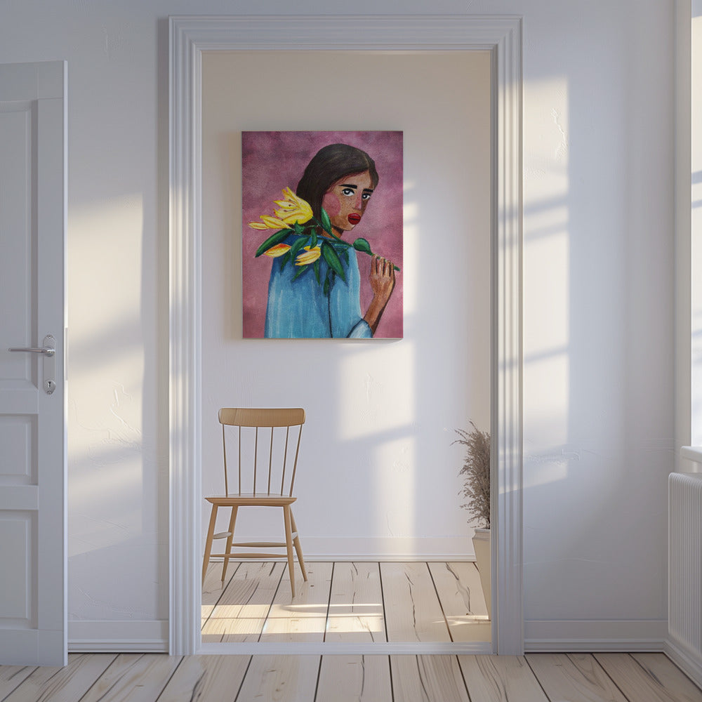 Frau mit Lilie | Leinwand