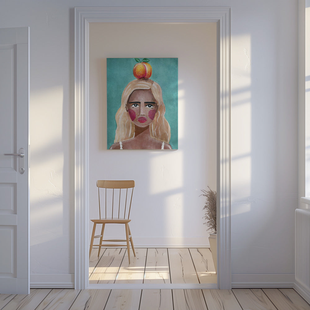 Frau mit Pfirsich | Leinwand